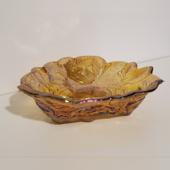 Vintage Indiana Carnival Iridescent Orange Amber Glass Bowl - Picture 6 of 8